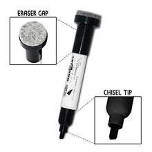 Load image into Gallery viewer, (12) Pack Large Black Dry Erase Markers with Eraser Cap, Chisel Point