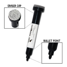 Load image into Gallery viewer, (12) Pack Large Black Dry Erase Markers with Eraser Cap, Round Point