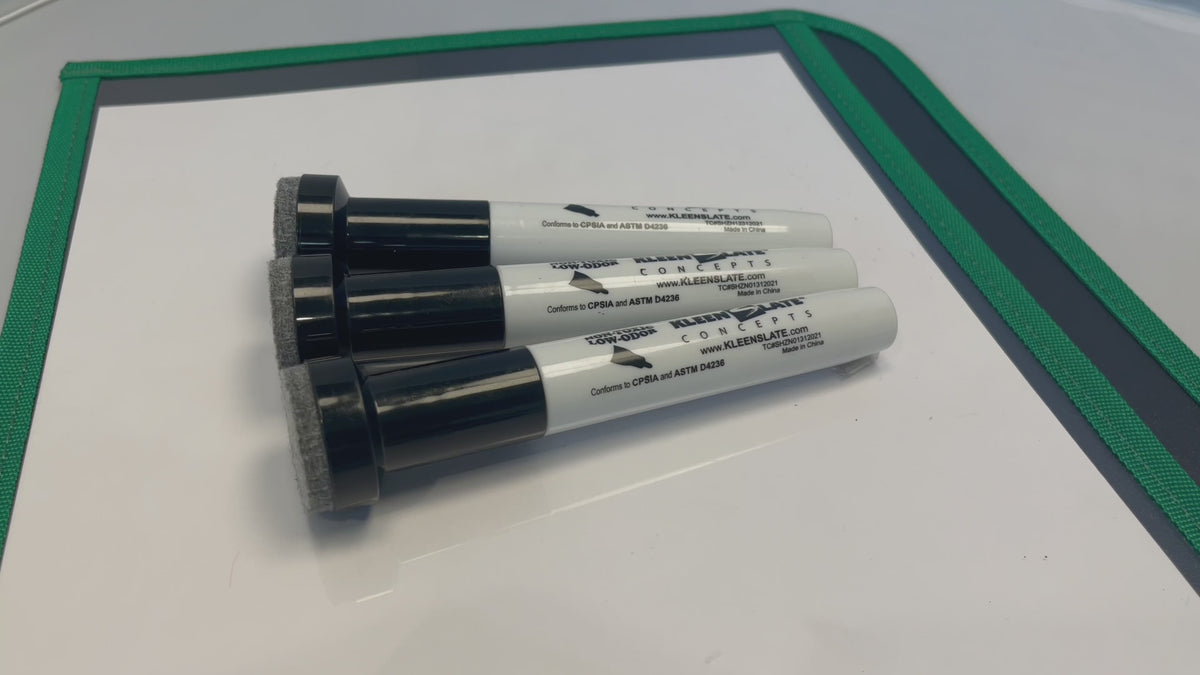 (12) Pack Large Black Dry Erase Markers with Eraser Cap, Chisel Point