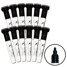 Load image into Gallery viewer, (12) Pack Large Black Dry Erase Markers with Eraser Cap, Round Point