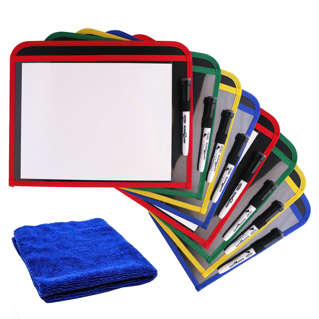 (8) Durable Dry Erase Pockets w/Sturdy Back and Clear Vinyl Sleeve