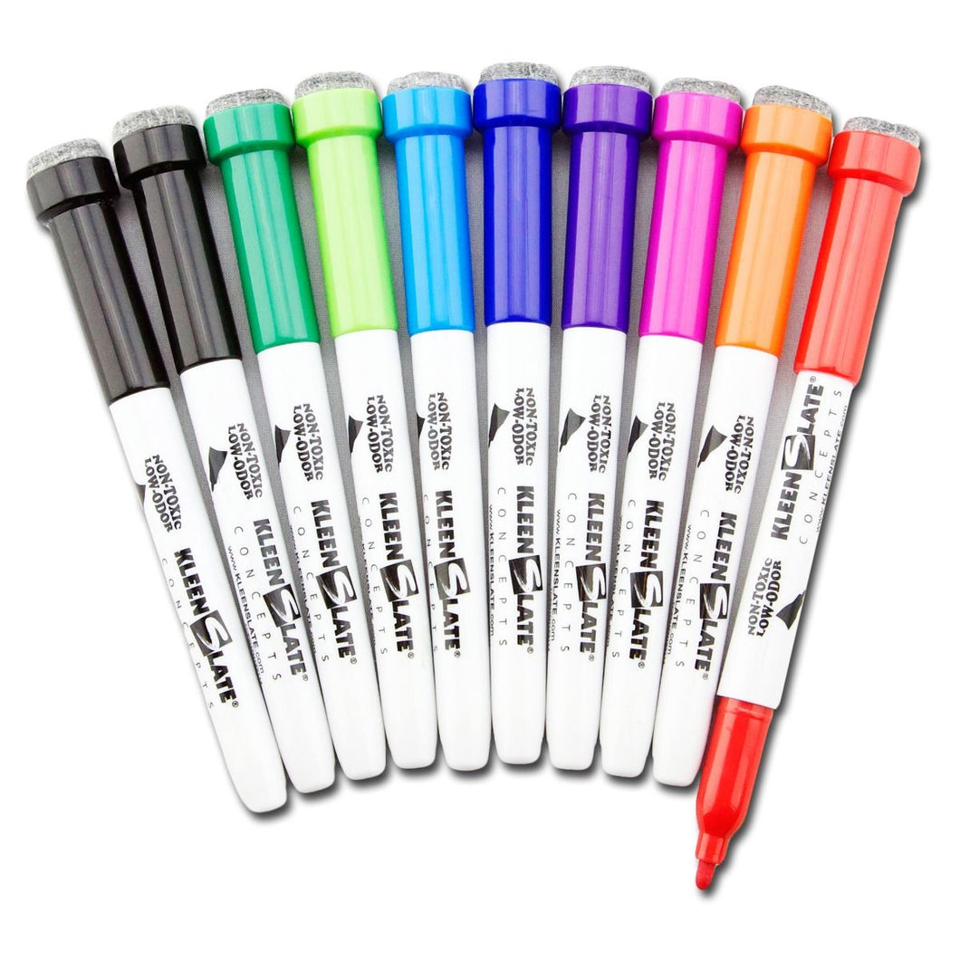 (10) Pack Multi-Color Small Dry Erase Markers with Eraser Caps