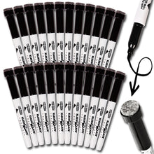 Load image into Gallery viewer, (24) Pack Small Black Dry Erase Markers with Eraser Caps
