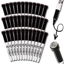 Load image into Gallery viewer, (36) Pack Small Black Dry Erase Markers with Eraser Caps
