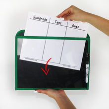 Load image into Gallery viewer, (16) Durable Dry Erase Pockets w/ Sturdy Back and Clear Vinyl Sleeve
